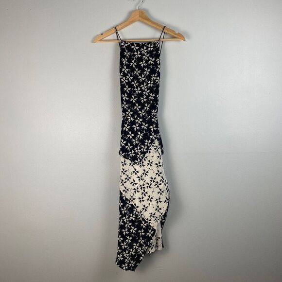 Tanya Taylor Asymmetrical Floral 100% Silk Midi Dress - Picture 3 of 13